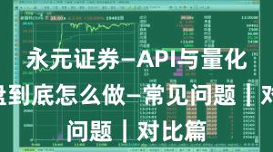 永元证券—API与量化—实盘到底怎么做—常见问题｜对比篇