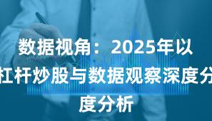 数据视角：2025年以来杠杆炒股与数据观察深度分析